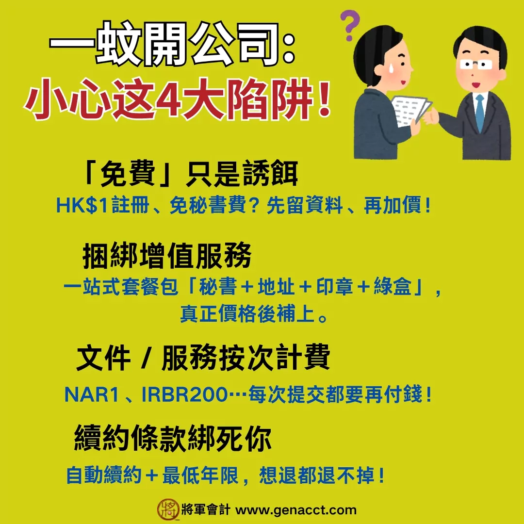 免費開公司的真相_免費只是誘餌、捆綁增值服務、後續服務/ 文件按次計費和合約續約條款保障利潤