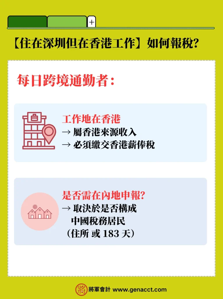 住在深圳但在香港工作如何報稅